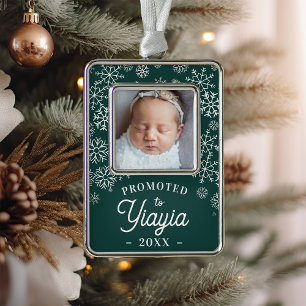 Promoted to Yiayia   Baby Photo Grandma Silver Plated Framed Ornament