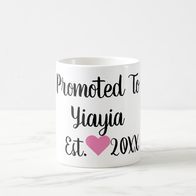 Promoted To Yiayia Black & Pink Mug (Center)