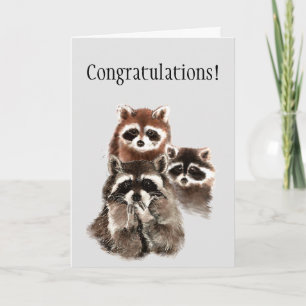 Promotion Congratulations Raccoons Blowing Kisses Card