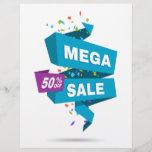 Promotional 50% off Mega Sale  Flyer<br><div class="desc">Design created for your small business. Show your customers a classic banner for your promotional discount.</div>