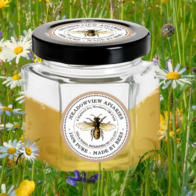 Promotional Apiary Product Label Gold Bee on Kraft (Creator Uploaded)