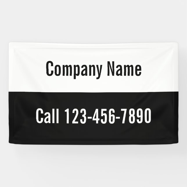 Promotional Black and White Company Name & Phone Banner (Horizontal)