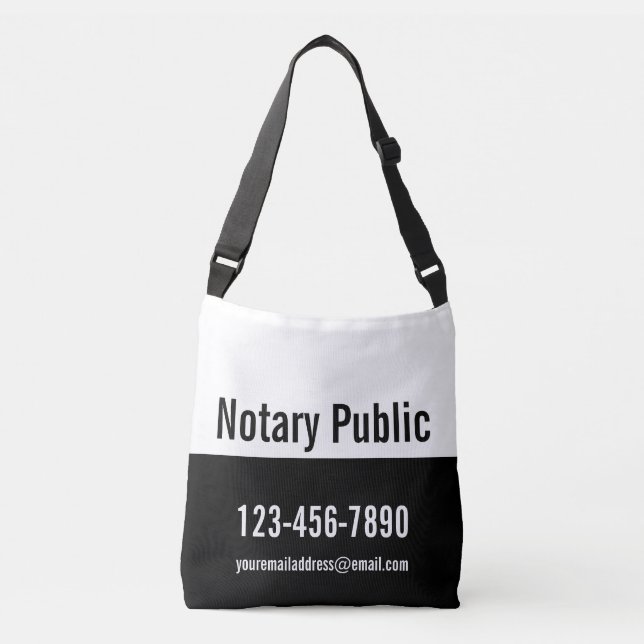 Promotional Black and White Notary Public Template Crossbody Bag (Front)