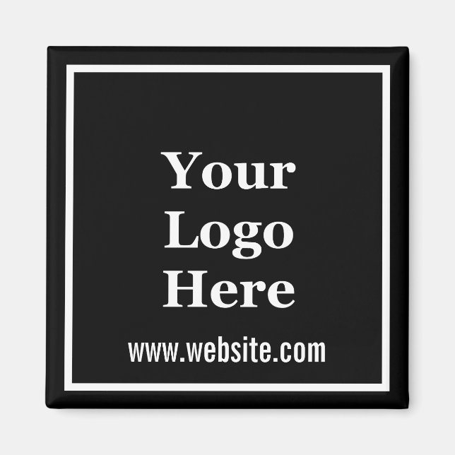 Promotional Black and White Text Your Logo Here Magnet (Front)
