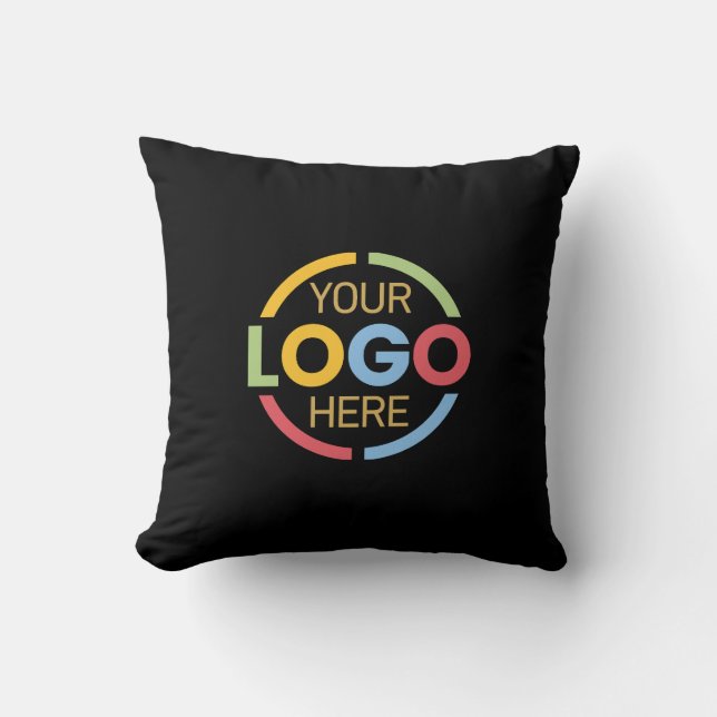 Promotional Black Company Business Logo Branded Cushion (Front)