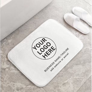 Promotional Black & White Business Logo & Text  Bath Mat