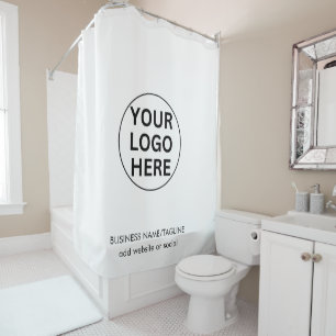 Promotional Black & White Business Logo & Text Shower Curtain