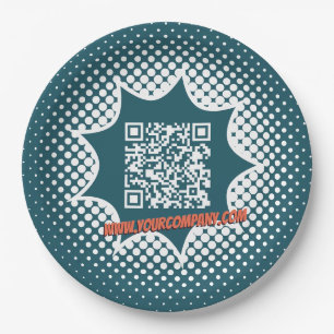 Promotional Blue QR-Code Cleaning Service Paper Plate