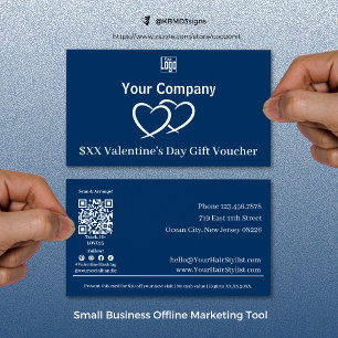Promotional Blue Valentine's Day Gift Voucher Card
