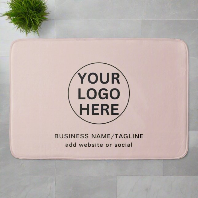 Promotional Blush Pink Business Logo & Text  Bath Mat (Creator Uploaded)