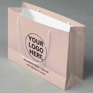 Promotional Blush Pink Business Logo & Text Large Gift Bag