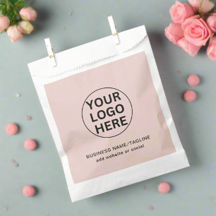 Promotional Blush Pink Company Logo & Text Branded Favour Bags