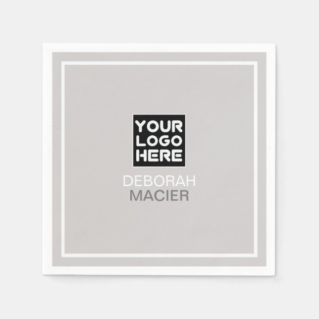 Promotional Brand Logo Business Name Pale Grey Napkin (Front)