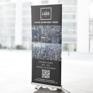 Promotional Business Logo 3 Photo QR Code Retractable Banner