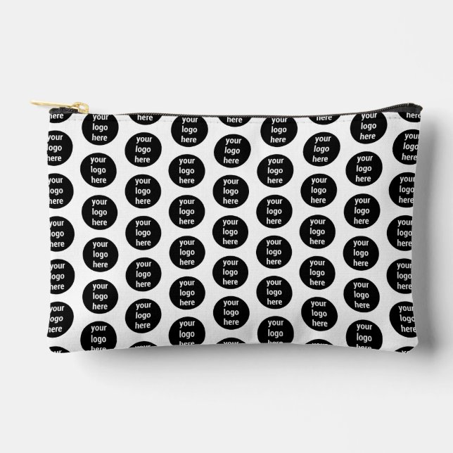 Promotional Business Logo Black White Pattern  Accessory Pouch (Front)