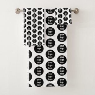 Promotional Business Logo Black White Pattern  Bath Towel Set