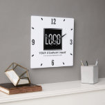Promotional Business Logo Company Square Wall Clock<br><div class="desc">Simple promotional company clock featuring your own logo,  business name,  and website address. Can be customised to suit your own marketing needs!</div>