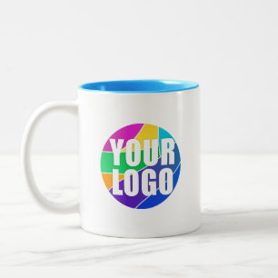 Promotional Business Logo Giveaway, Blue Two-Tone Coffee Mug