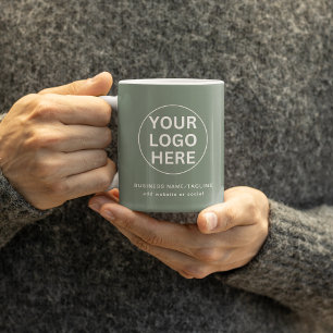 Promotional Business Logo l Branded Sage Green  Coffee Mug