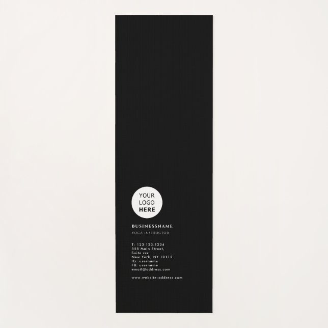 Promotional Business Logo Professional Black Yoga Mat (Front)