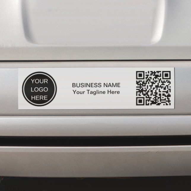 Promotional Business Logo & QR Code Branding Grey Bumper Sticker (Creator Uploaded)