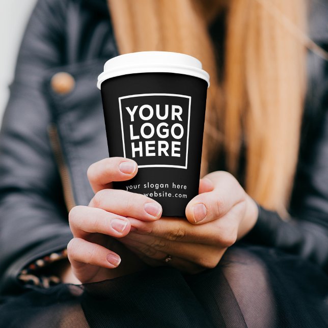 Promotional Business Logo Stylish Black Modern Paper Cups (Creator Uploaded)