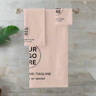 Promotional Business Logo & Text Blush Pink Brand Bath Towel Set