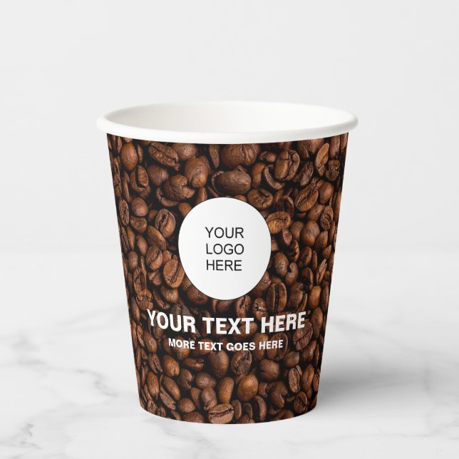 Promotional Business Logo Text Marketing Coffee Paper Cups (Front)