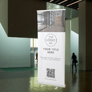 Promotional Business Photo Logo Text QR Code Retractable Banner