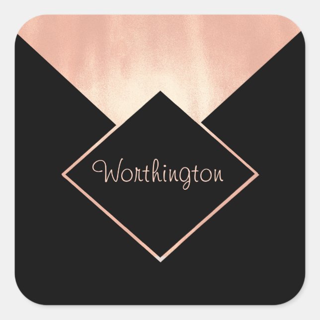 Promotional Business Rose Gold Metallic Feminine Square Sticker (Front)