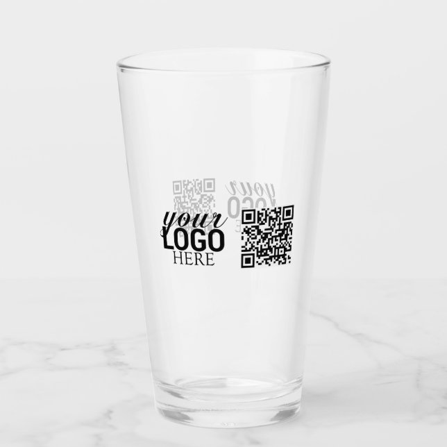 Promotional Company Business Logo & QR Code  Glass (Front)