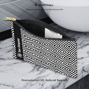 Promotional Company Logo Name Black & White Accessory Pouch