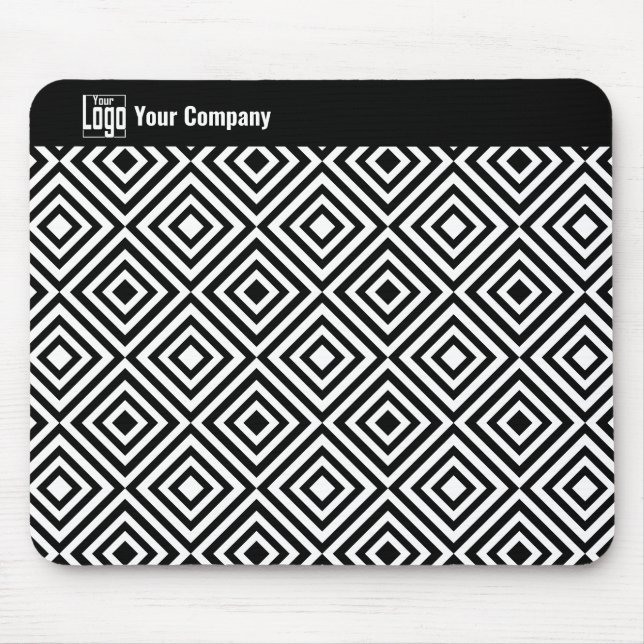 Promotional Company Logo Name Black & White  Mouse Mat (Front)