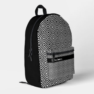 Promotional Company Logo Name Black & White  Printed Backpack