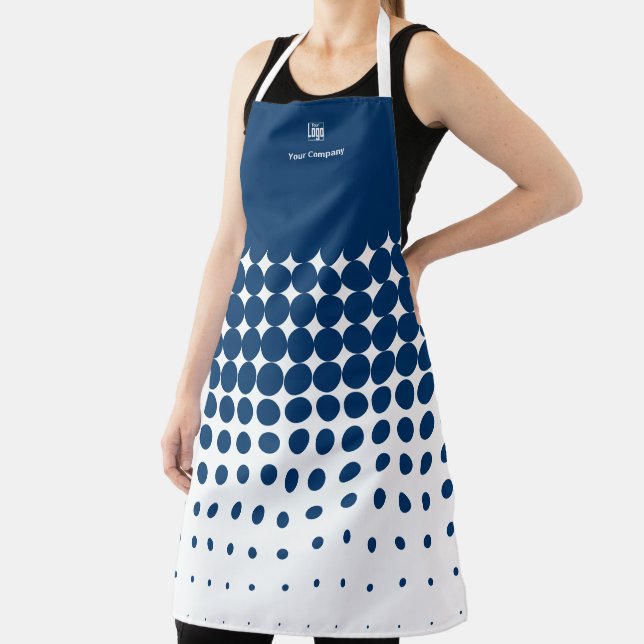 Promotional Company Logo Name Blue & White Apron (Insitu)