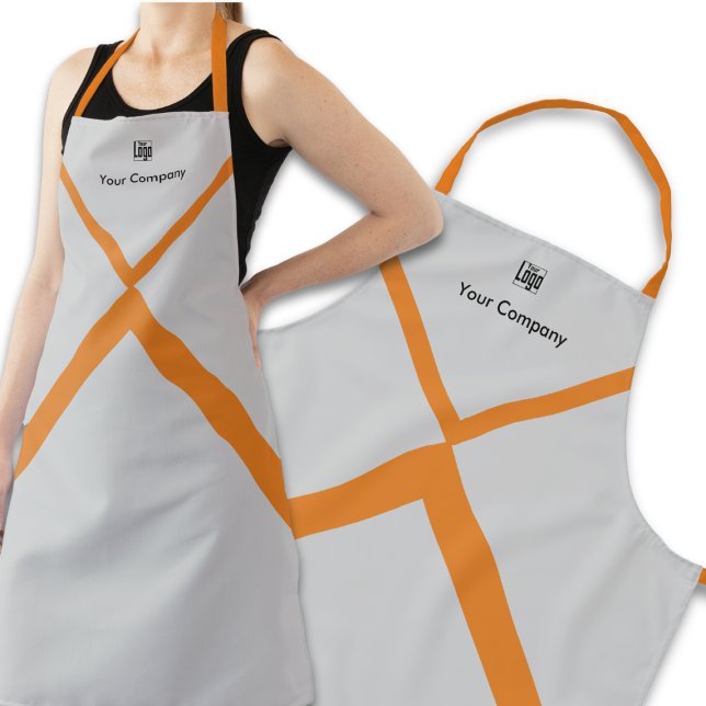 Promotional Company Logo Name Orange Accents Grey Apron (Creator Uploaded)