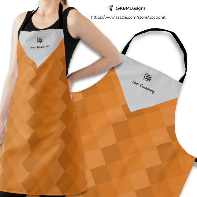 Promotional Company Logo Name Orange & Grey Apron (Creator Uploaded)