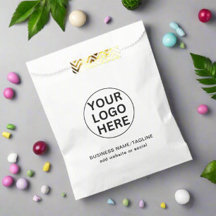 Promotional Company Logo & Text White Branded Favour Bags