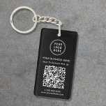 Promotional Connect With Us Logo QR Code Black Key Ring<br><div class="desc">Modern and professional black promotional keychain featuring your QR code for customers to scan for a list of your products,  services,  prices or other information. Upload your logo and QR code and add your company name,  website,  business slogan,  phone number,  etc.,  in simple white typography.</div>