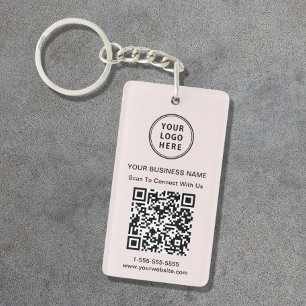 Promotional Connect With Us Logo QR Code Pink Key Ring