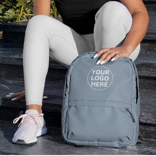 Promotional Corporate Logo Dusty Blue Branded Printed Backpack