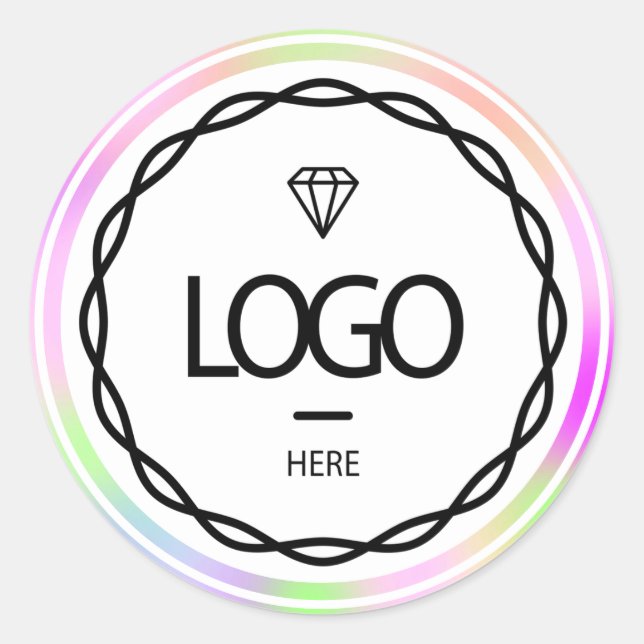 Promotional Custom Logo Holographic Pink Beauty Classic Round Sticker (Front)