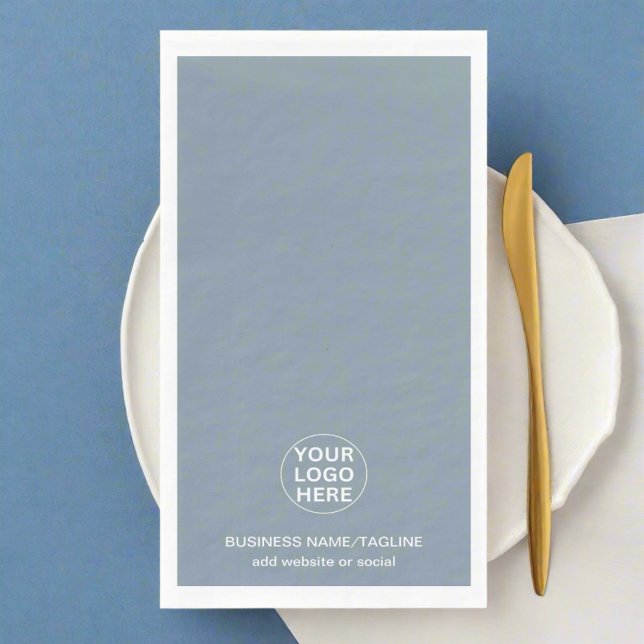Promotional Dusty Blue Business Logo Branded  Napkin (Creator Uploaded)