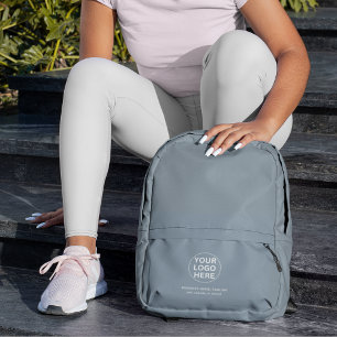 Promotional Dusty Blue Business Logo & Text Brand Printed Backpack