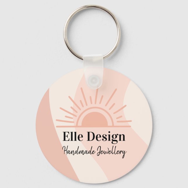 Promotional Feminine Blush Pink Custom Boho Logo Key Ring (Front)