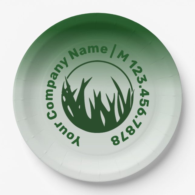 Promotional Green Lawn Care Service Paper Plate (Front)