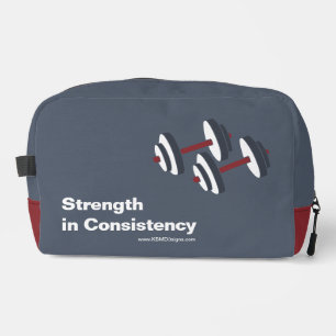 Promotional Gym Motto Strength in Consistency Grey Dopp Kit