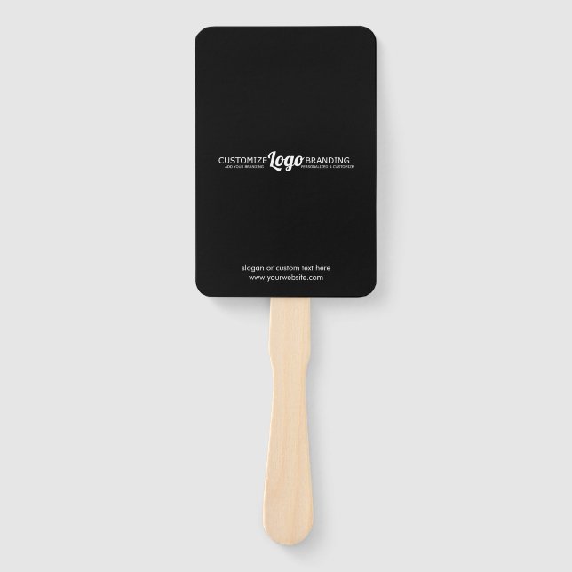 Promotional Hand Held Fan With Logo | Custom Black (Front)