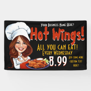 Promotional Hot Wings.Buffalo Chicken.Customise! Banner