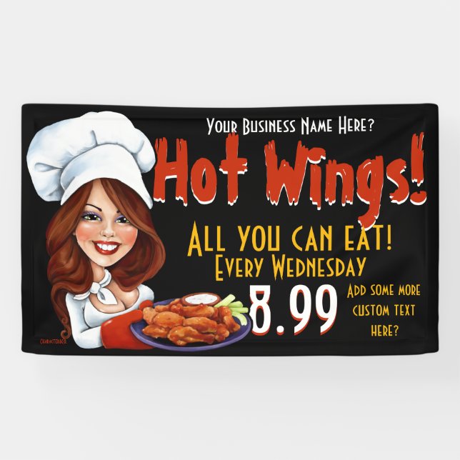 Promotional Hot Wings.Buffalo Chicken.Customise! Banner (Horizontal)